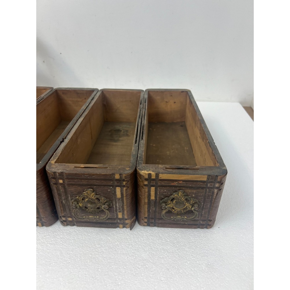 Vintage Wood Singer Sewing Machine Drawers w Brackets Wood Set of 2 Antique Pair - Picture 8 of 12